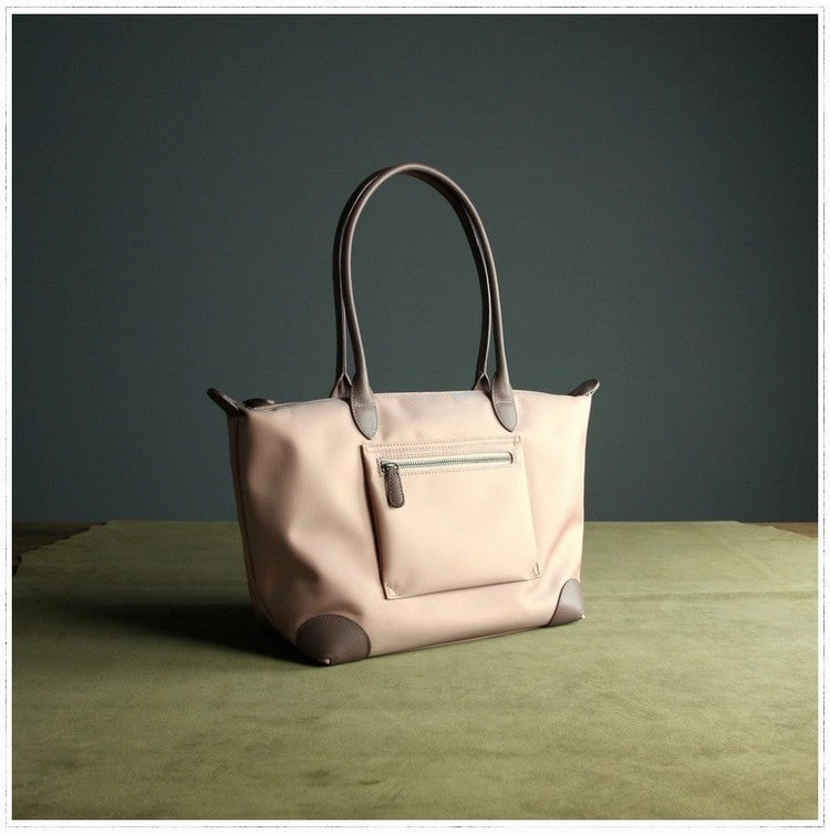 Daily Comfort Trendy Companion Womens Light Pink Nylon Shoulder Tote Medium Pink Nylon Handbag Purse for Ladies