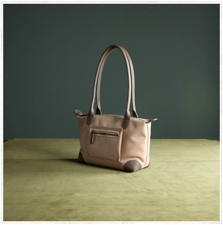 Travel Utility Womens Light Pink Nylon Shoulder Tote Medium Pink Nylon Handbag Purse for Ladies