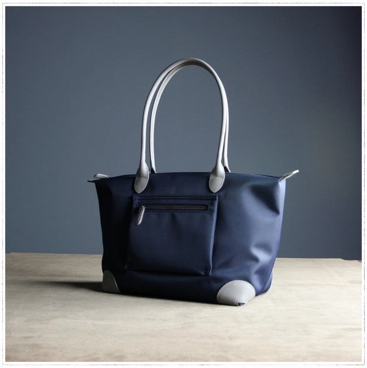 Versatile Design Luxury Comfort Womens Navy Nylon Shoulder Tote Large Navy&Light Gray Nylon Handbag Purse for Ladies