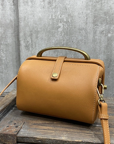 Womens Tan Leather Doctor Handbag Purses Classic Tan Doctor Crossbody Purse for Women Seasonal Outfit