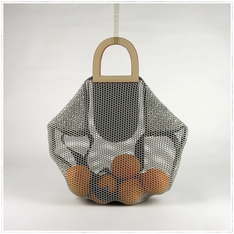 Womens Yellow Net Polyester Leather Tote Handbag Purse Polyester Tote Shoulder Bag Purse for Ladies Refined Fabric Interior Lining