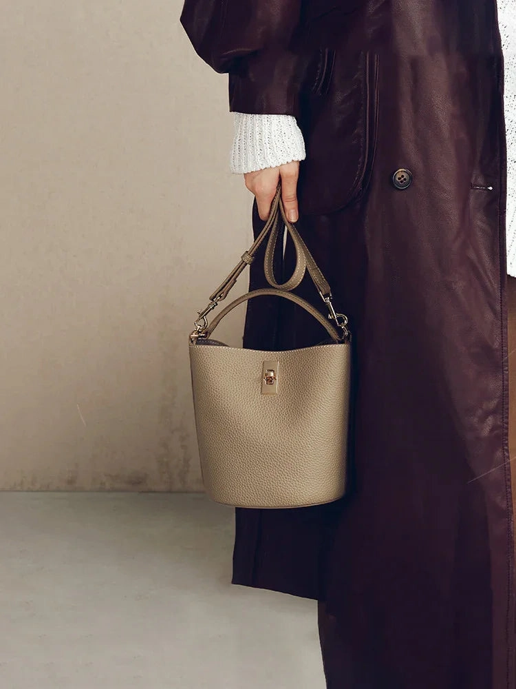 Functional Everyday Bag Suede Bag, Smooth & Pebbled Leather Bucket Bag | Crossbody & Top Handle Tote