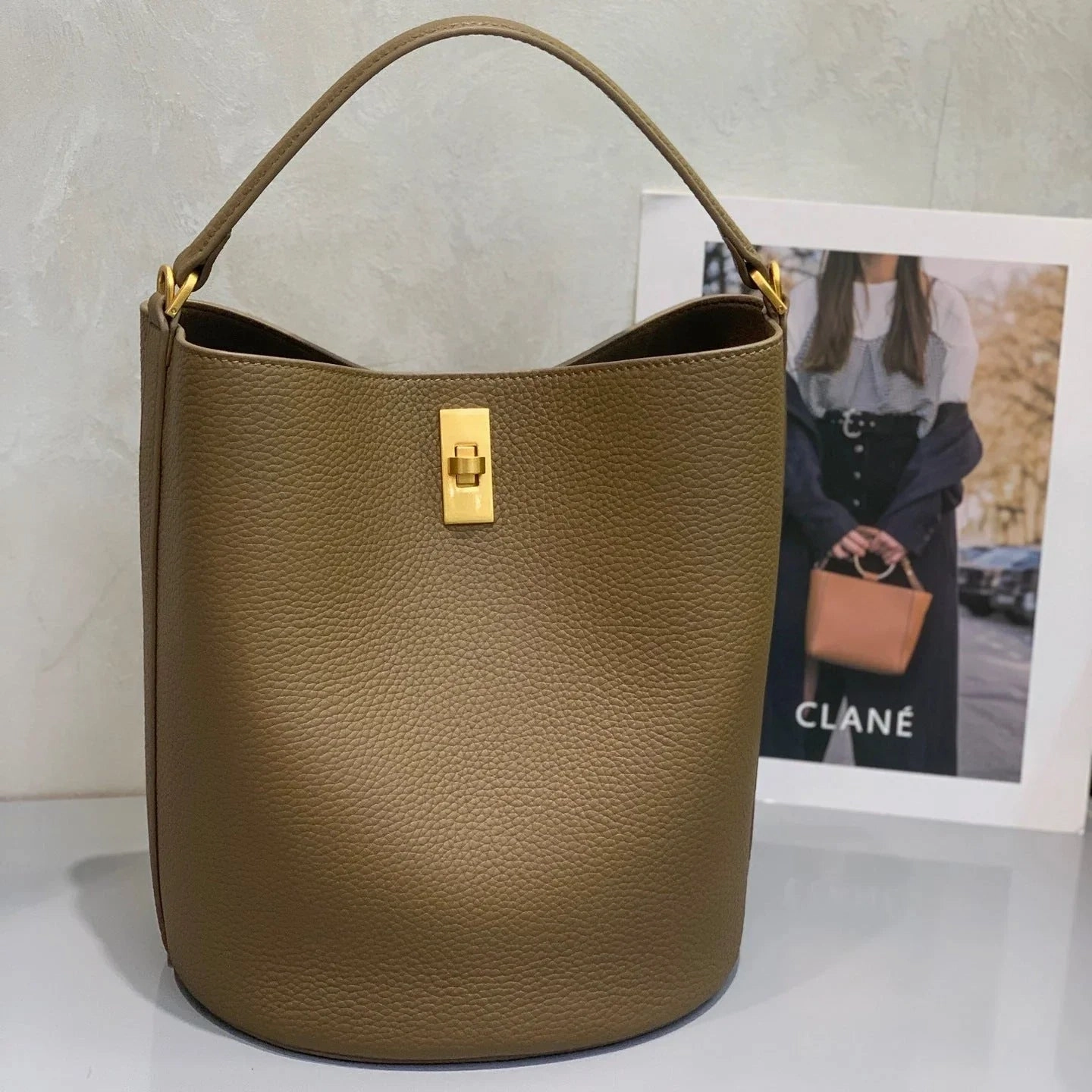 Suede Bag, Smooth & Pebbled Leather Bucket Bag | Crossbody & Top Handle Tote Compact Storage Lightweight Leather