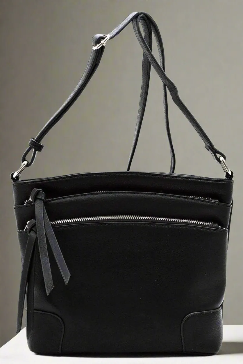 WU059 Rachel Front Double Zip Crossbody Bag Classic Modern Touch Functional Travel Companion